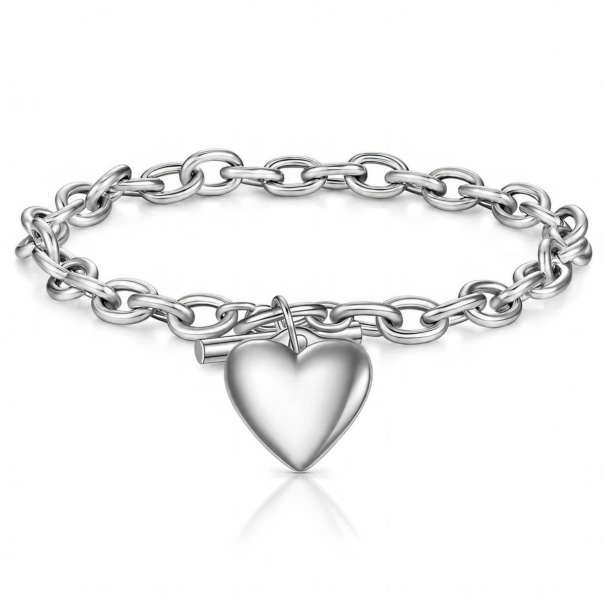 Engraving-ready Heart Stainless Steel Bracelet - Intensity