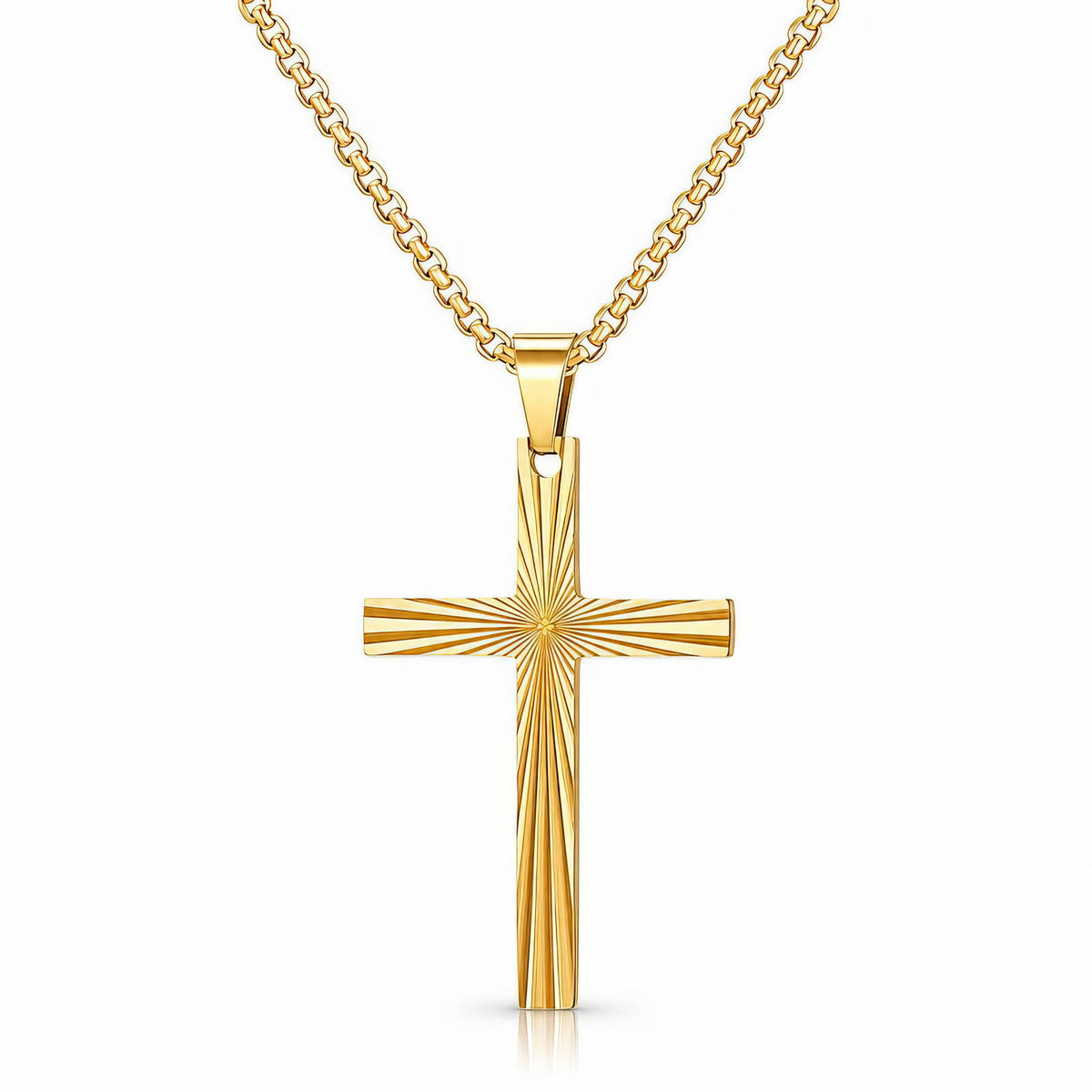 Men's Cross PVD Gold-Plated Steel Necklace - Prime Code