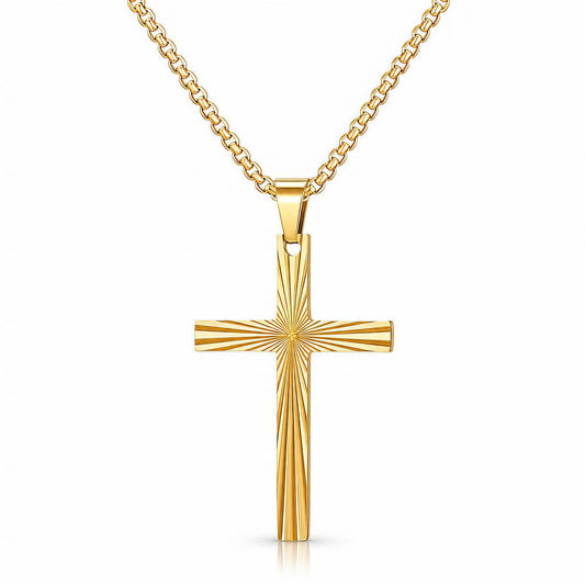 Men's Cross PVD Gold-Plated Steel Necklace - Prime Code