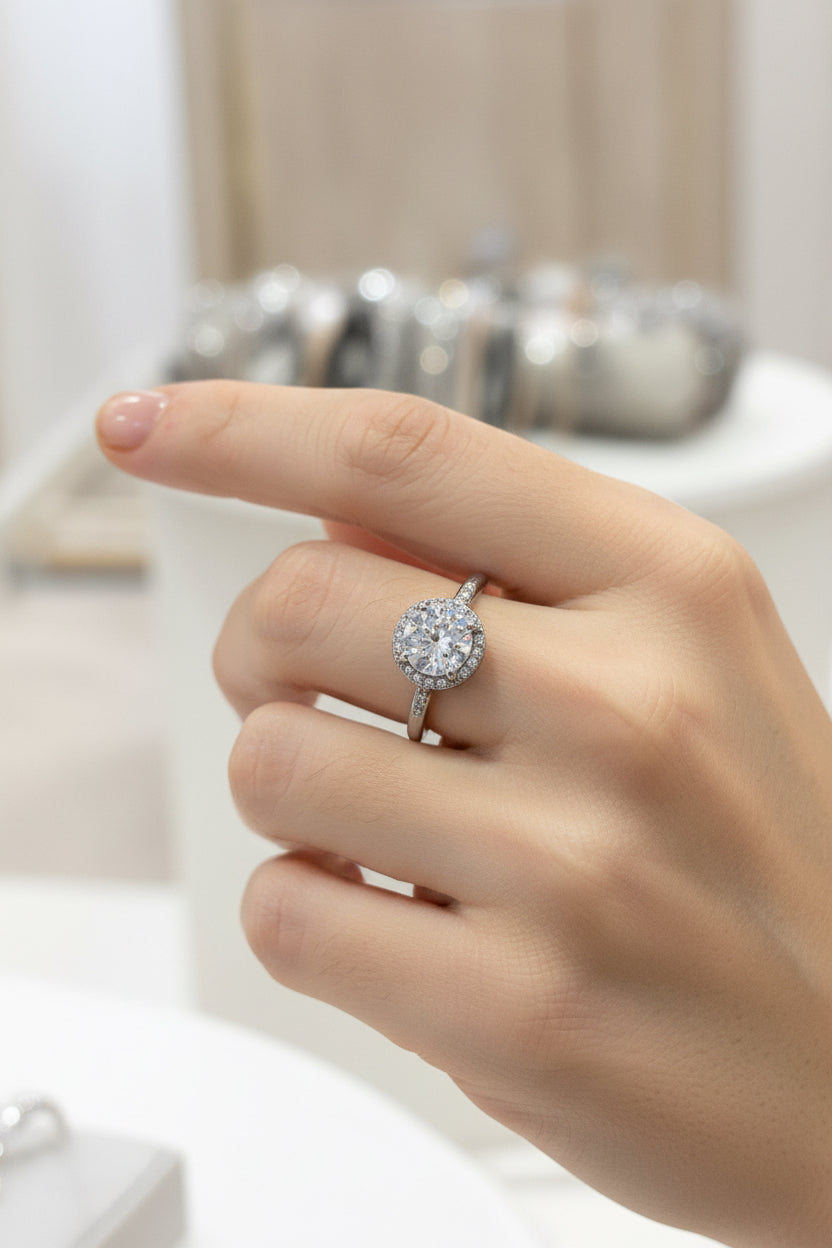 ANELLO FIDANZAMENTO REGOLABILE  CON ZIRCONE-ACCIAIO 316L