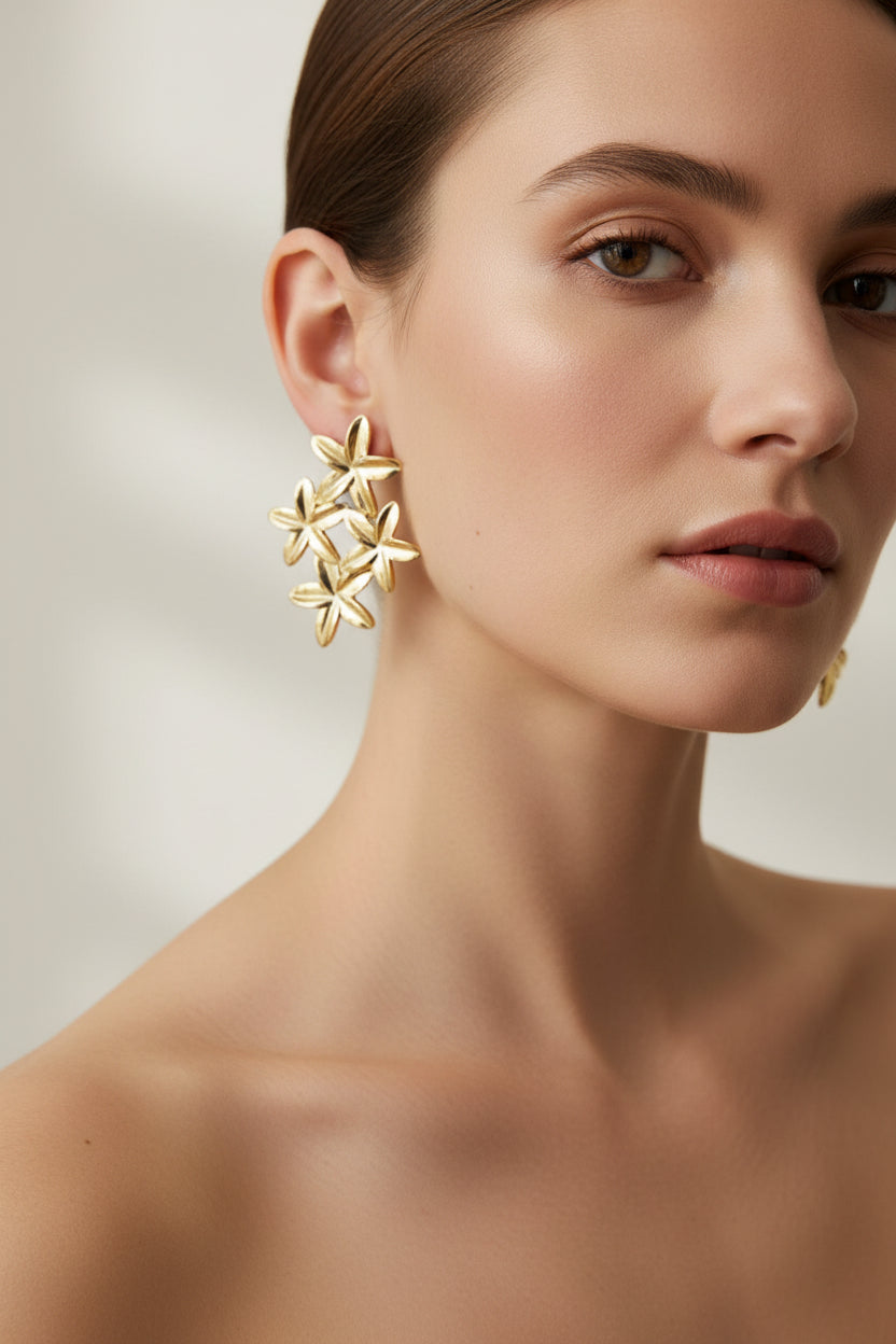 ORECCHINI FIORE-ACCIAIO DORATO WATERPROOF