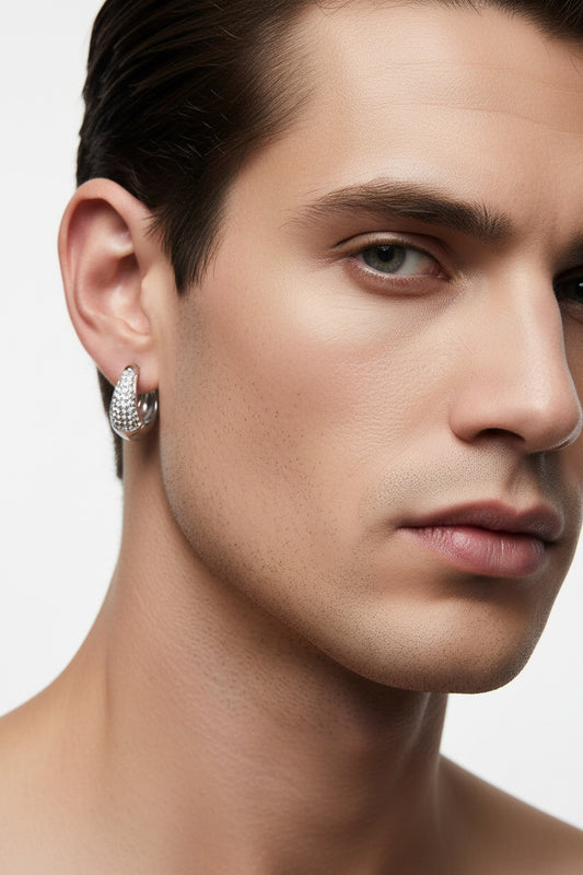 ORECCHINI A CERCHIO CON ZIRCONE-ACCIAIO 316L