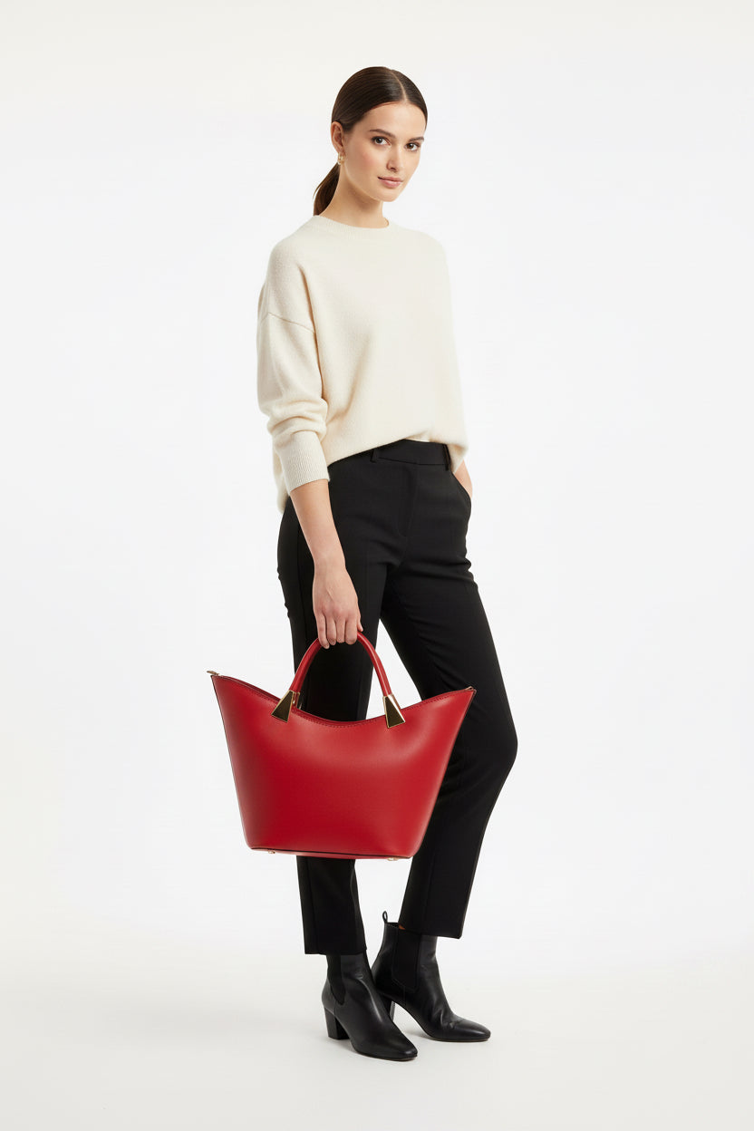 BORSA A MANO-IN PELLE  VERA DI RUGA -MADE IN ITALY