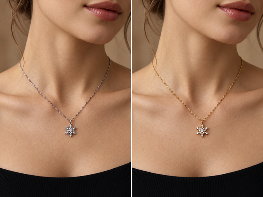COLLANA FIOCCO. NEVE-ACCIAIO+VTR