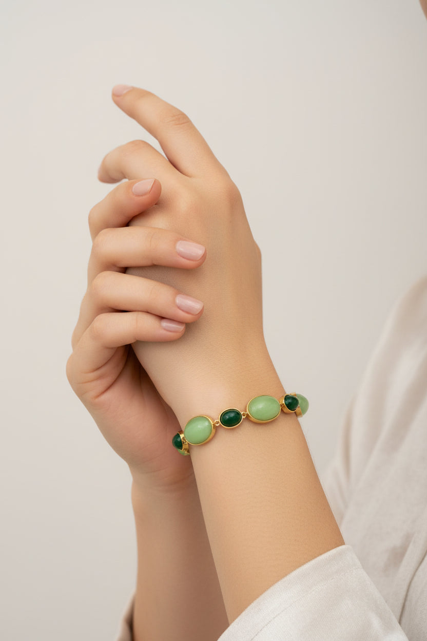 BRACCIALE A MAGLIAOVALI IN RESINA +ACCIAIO 316L