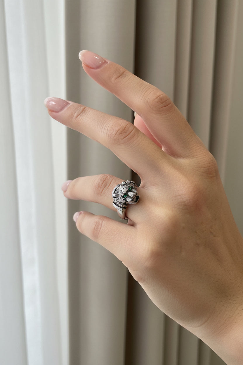 ANELLO 2 TESTE DI TIGRE -ACCIAIO 316L