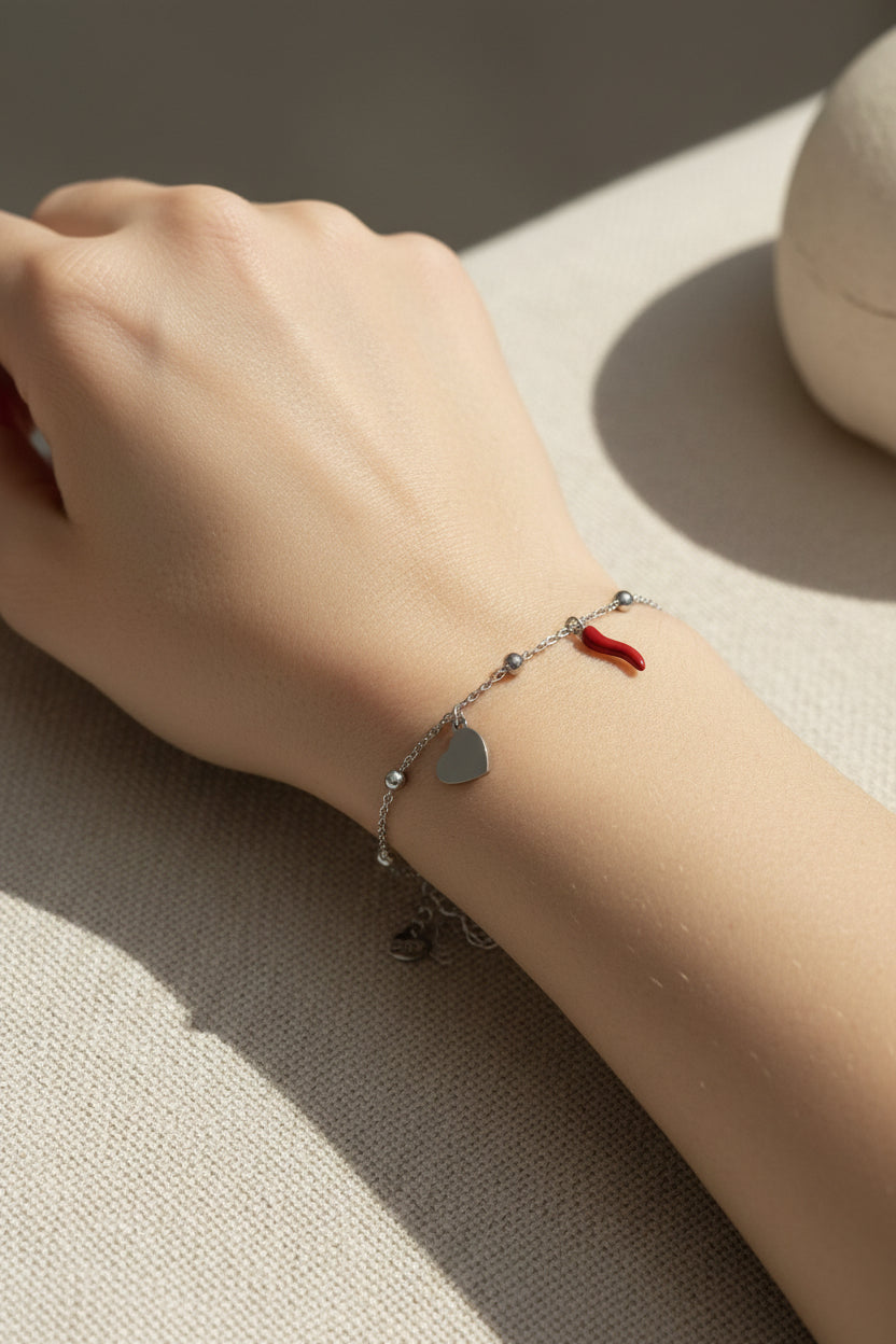 BRACCIALE CORNINO -ACCIAIO  INOX