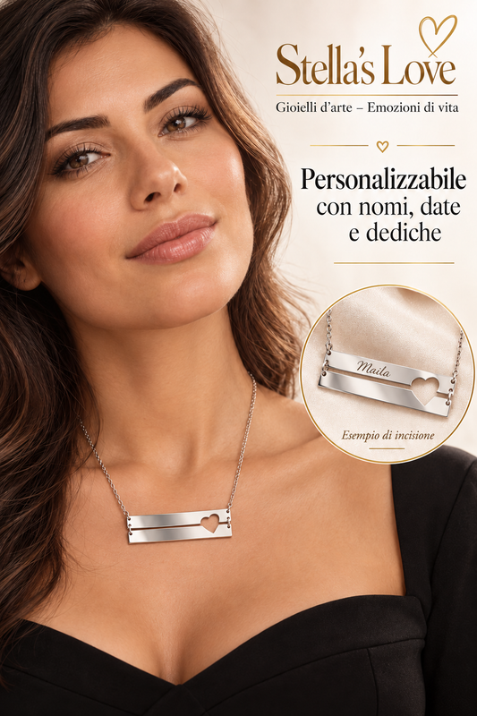 COLLANA PLACCHETTA  PERSONALIZZABILE -ACCIAIO