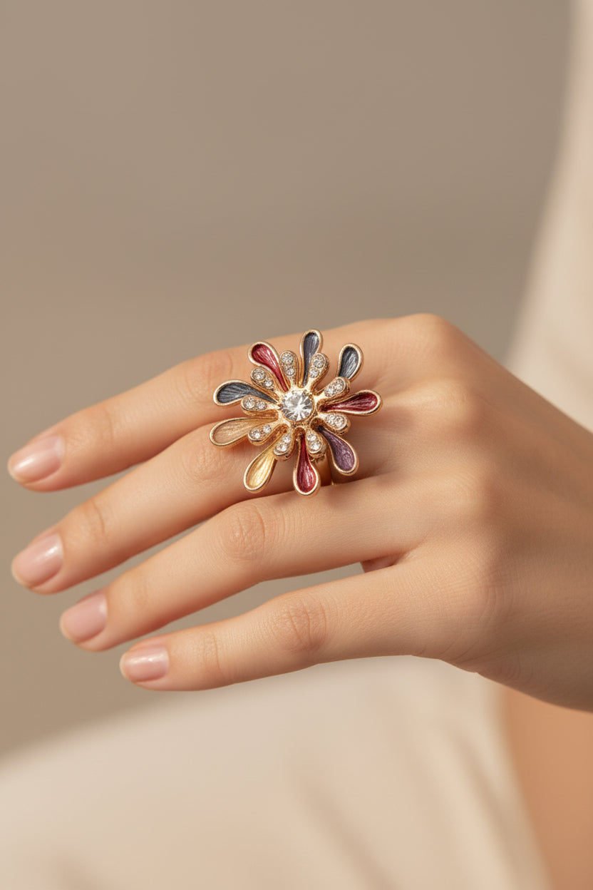 ANELLO ELASTICO FIORE SMALTATO-METALLO LEGHE DI ZINCO