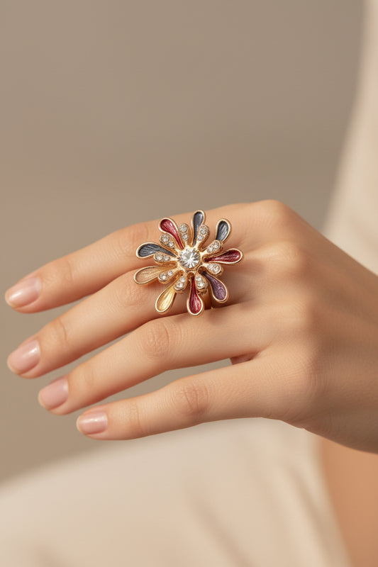 ANELLO ELASTICO FIORE SMALTATO-METALLO LEGHE DI ZINCO