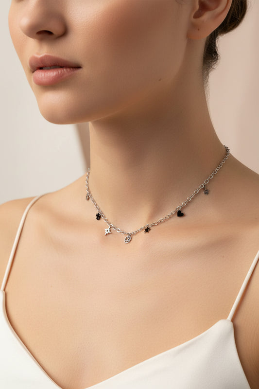 COLLANA GIROCOLLO QUADRIFOGLIO-ACCIAIO INOX