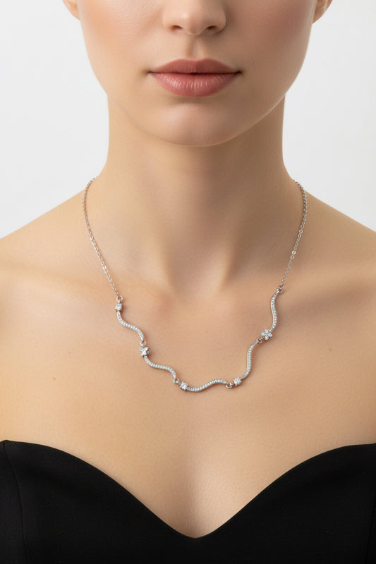 COLLANA  GIROCOLLO ACCIAIO+STRASS