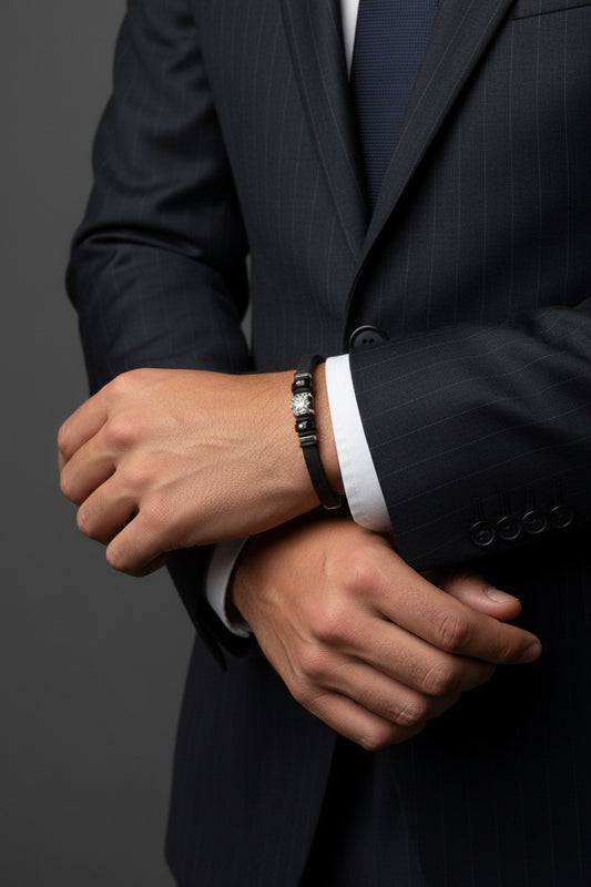 BRACCIALE UOMO - NERO-ACCIAIO 316L+ SILICONE