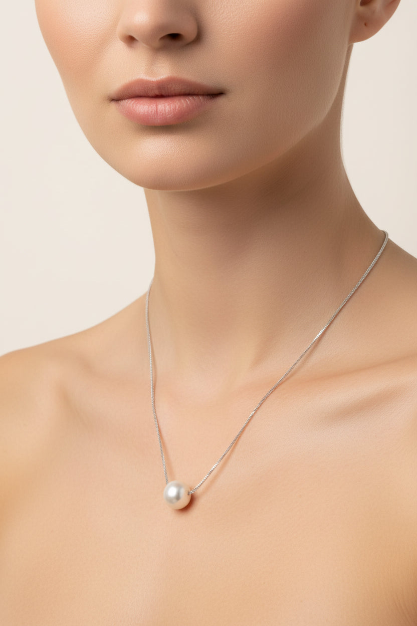 Collana acciaio inox con perla  waterproof