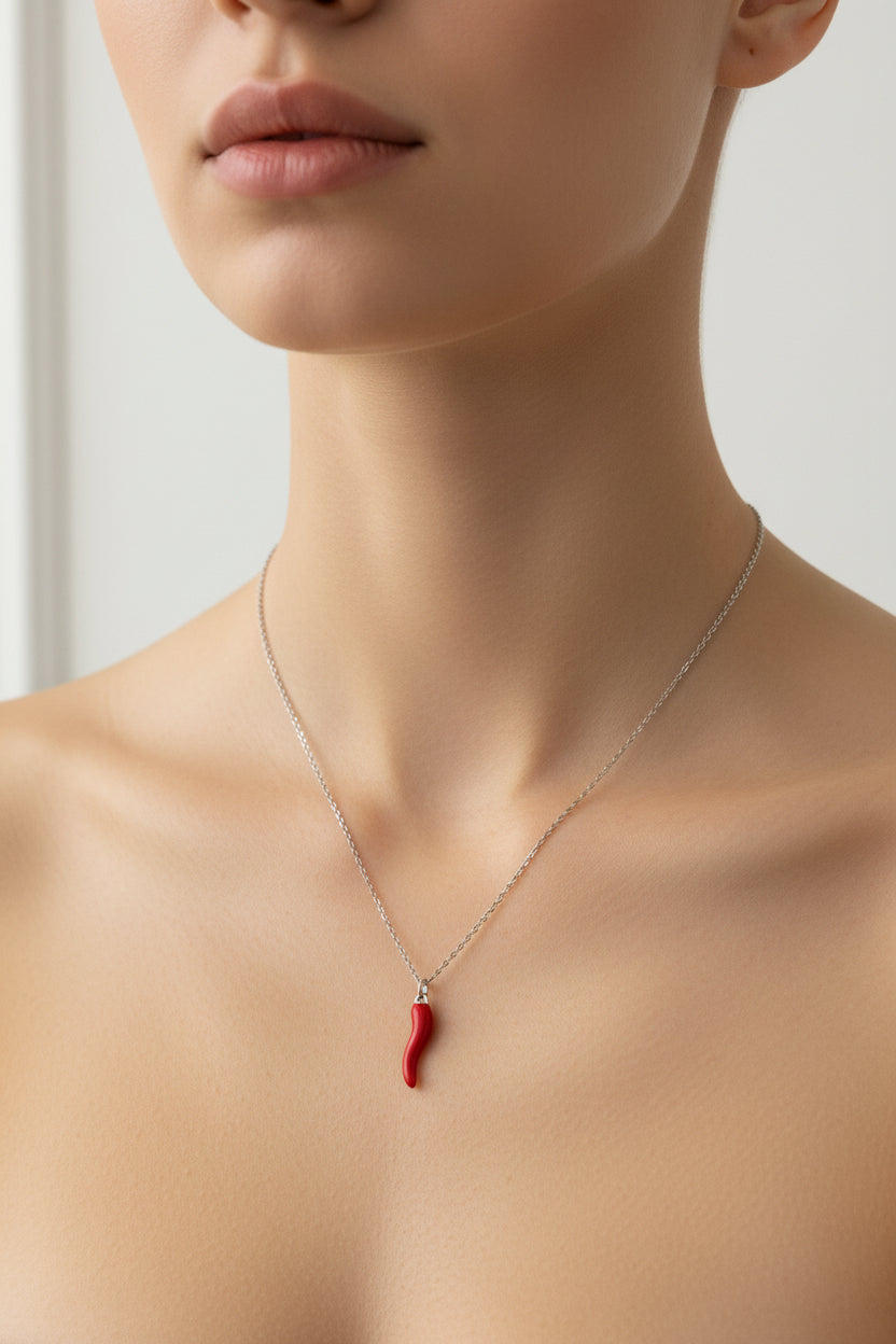 COLLANA PEPERONCINO- ACCIAIO INOX