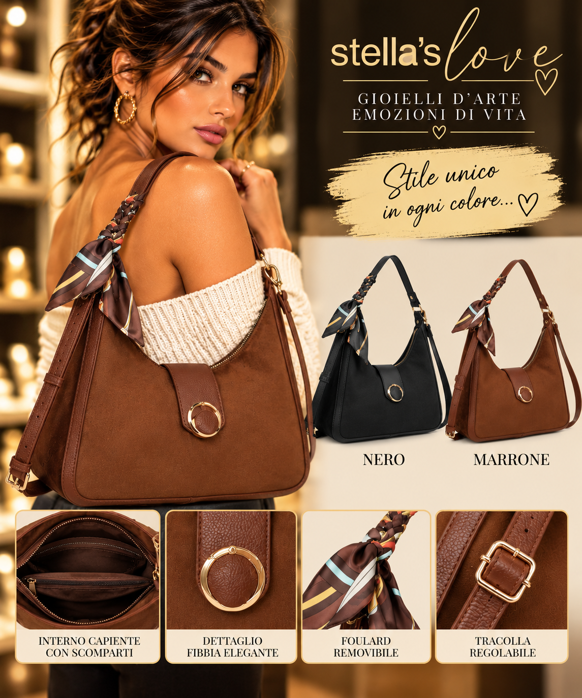 BORSA IN  SUIDE CAMOSCIO-POLYESTERE