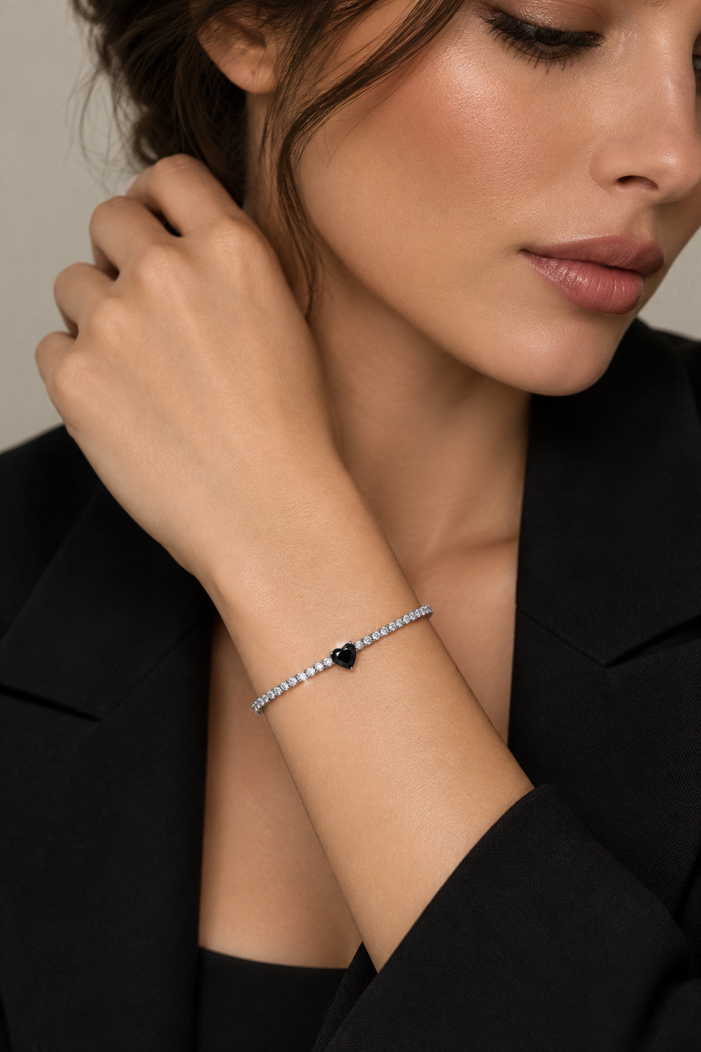 BRACCIALE CUORE TENNIS -ACCIAIO 316L +STRASS