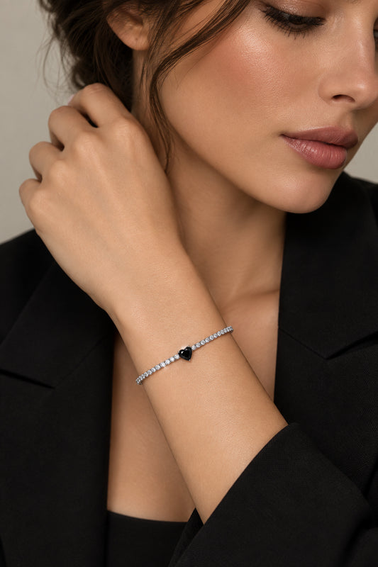 BRACCIALE CUORE TENNIS -ACCIAIO 316L +STRASS