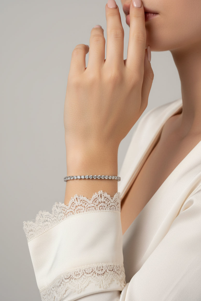BRACCIALE TENNIS -ACCIAIO 316L +STRASS