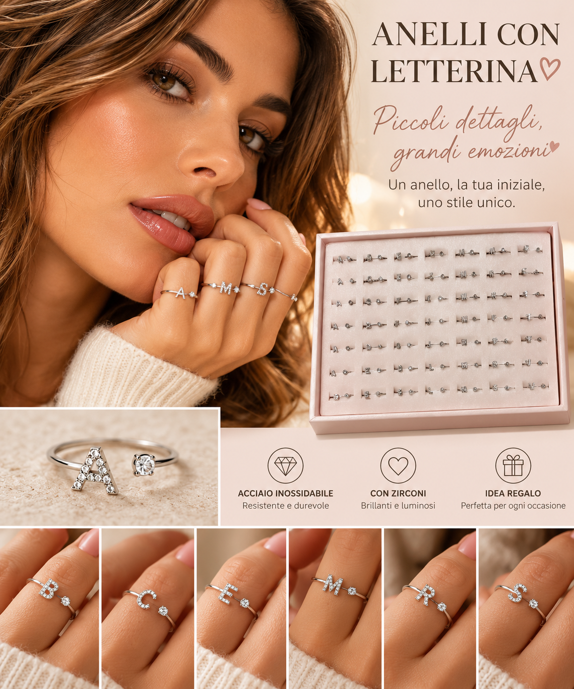 ANELLO - ACCIAIO +CUBIC ZIRCONIA