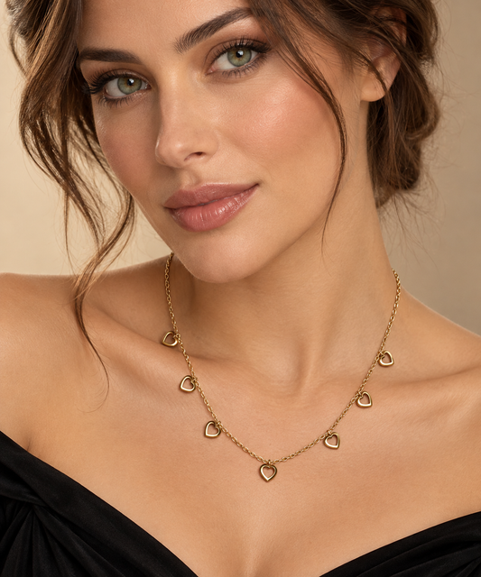COLLANA CUORI-ACCIAIO