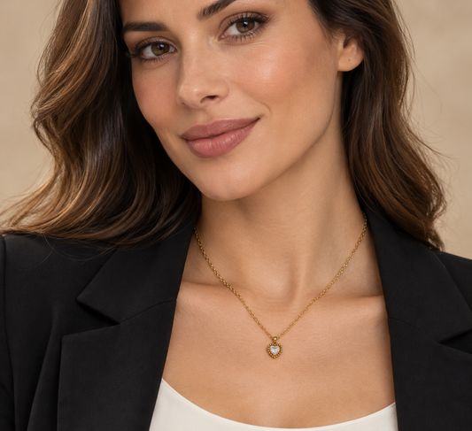 COLLANA  CUORE PUNTO LUCE -ACCIAIO