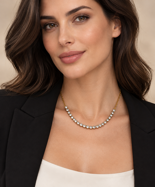COLLANA STRASS-ACCIAIO