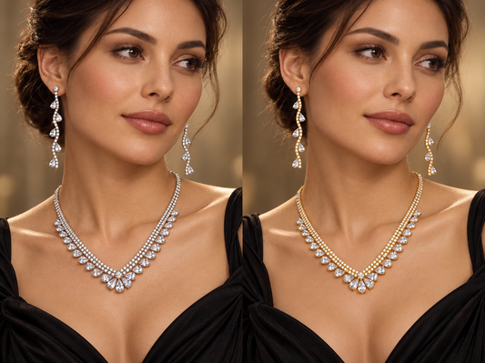 Set collana orecchini moda per sposa - rame+VTR