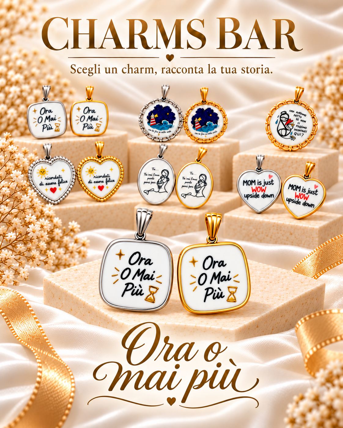 ORA O MAI PIU' -CHARMS BAR - ACCIAIO