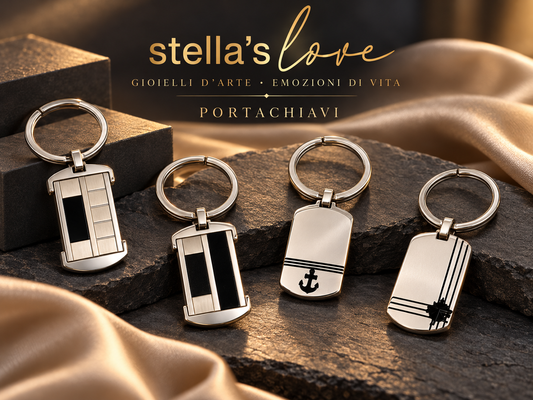 PORTACHIAVE TARGHETTA STELLA  UOMO -ACCIAIO