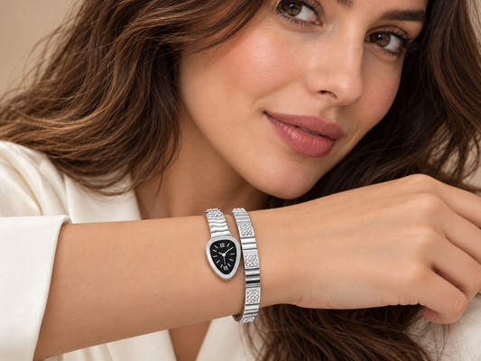 BRACCIALE  SERPENTE  OROLOGIO-ACCIAIO 316L +STRASS