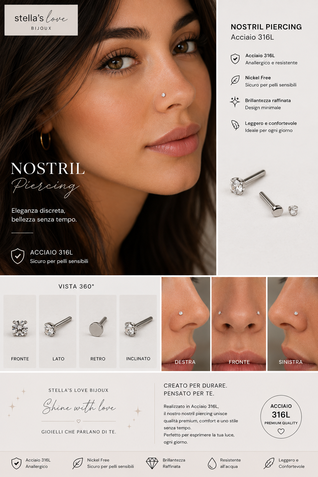 Nostril Acciaio 316L