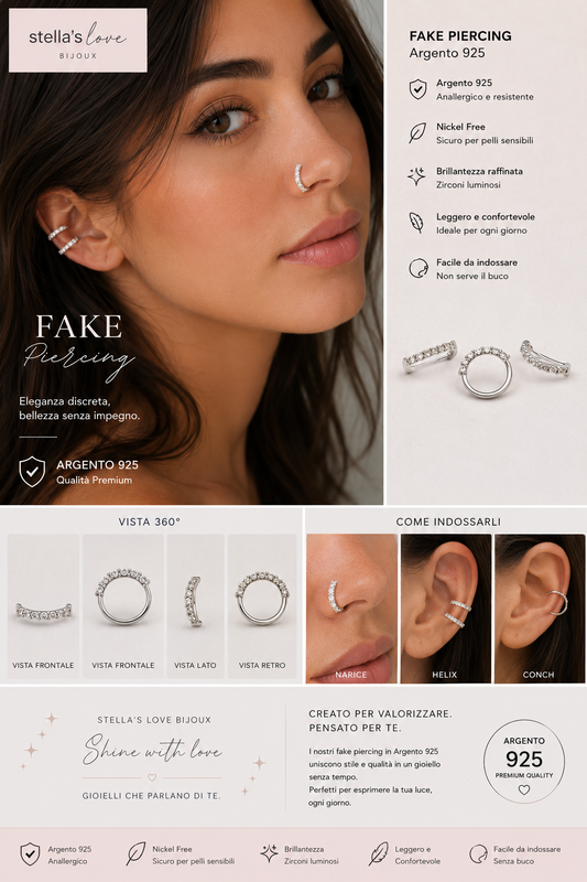 Piercing  Cerchietto Fake Naso Argento 925